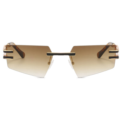 Metal Pentagon Rectangle Rimless Sunglasses