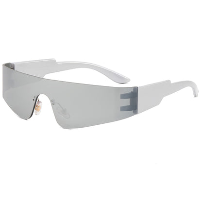 one piece lens Rimless Y2K Sunglasses