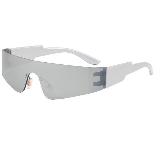 one piece lens Rimless Y2K Sunglasses