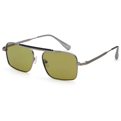Flat Top Metal Frame UV400 Men's Gradient Shades Sunglasses
