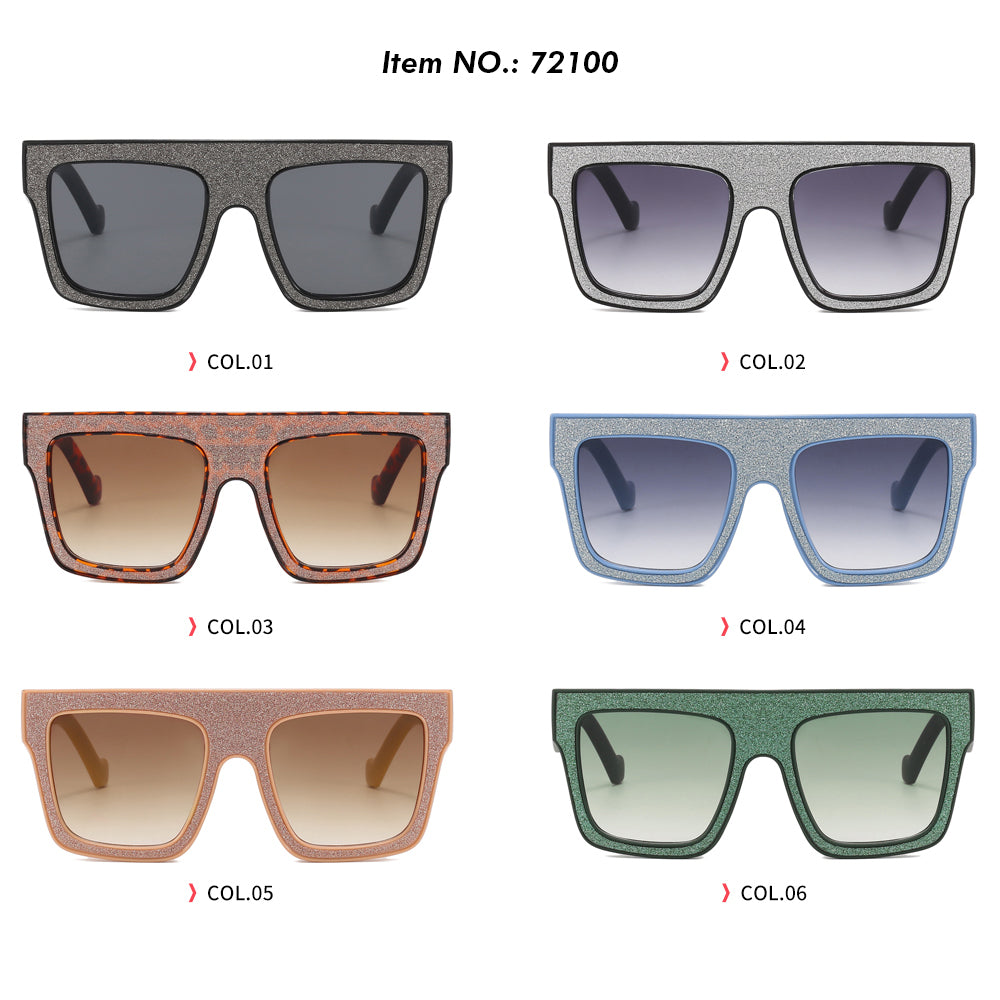 Rhinestone Flat Top Square Sunglasses