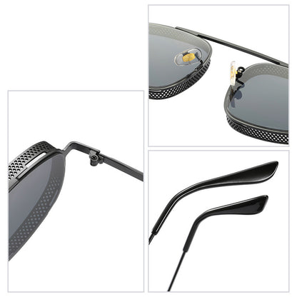 Vintage Metallic Steampunk Oval Sunglasses