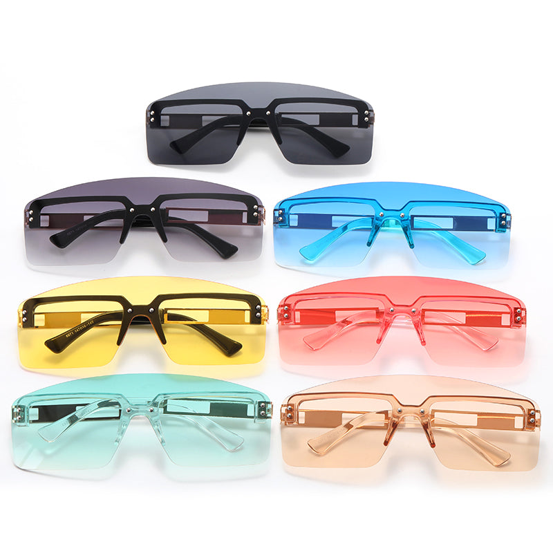 One Piece Tinted Lens Rimless Sunglasses