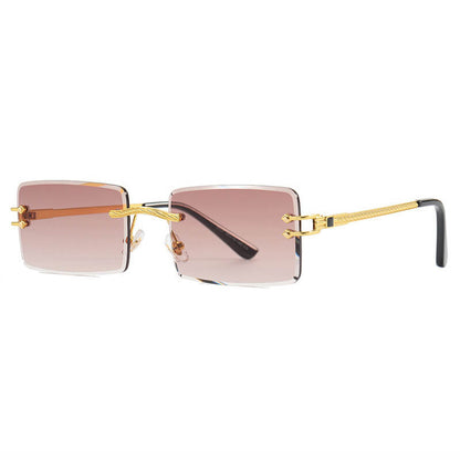 Retro Vintage Rectangle Rimless Sunglasses