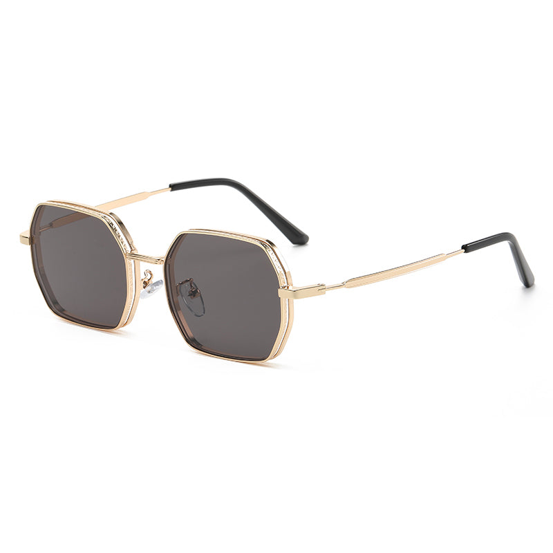 Retro Luxury Polygon Metal Frame Sunglasses