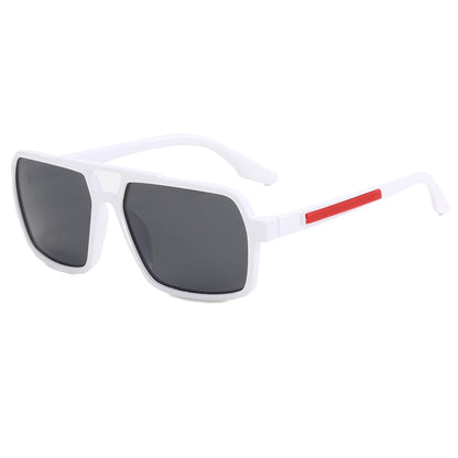 Men Square Double Bridge Flat Top Polarized Sunglasses