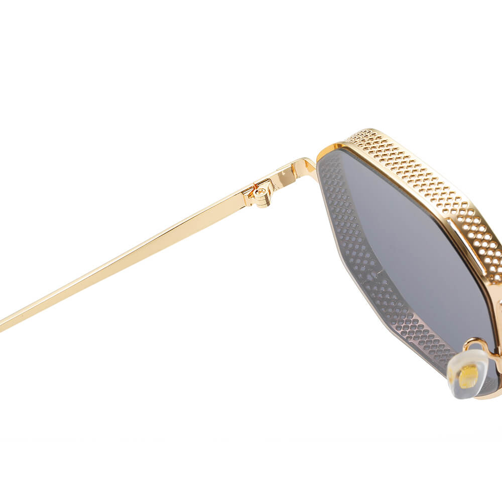 Retro Steampunk Octagon Metal Frame Sunglasses