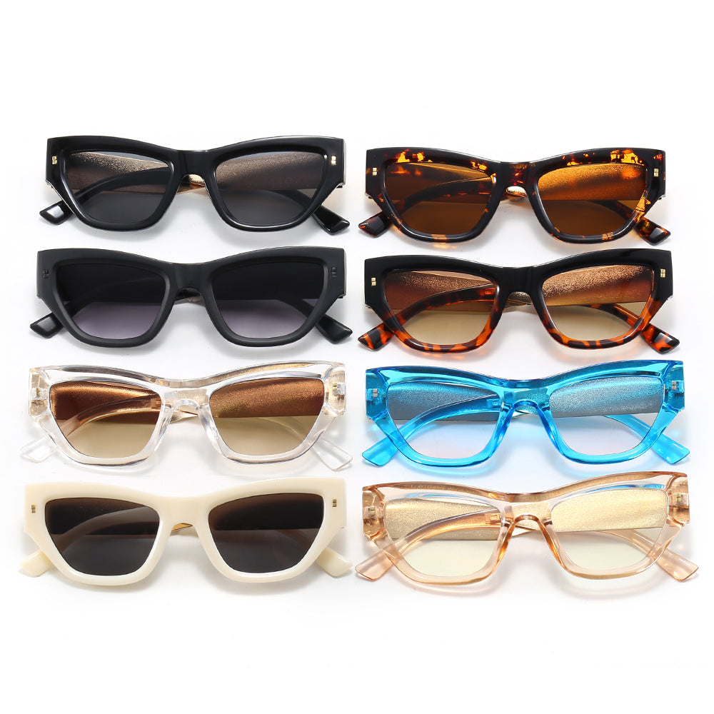 Cat Eye Women Flat Top Polygon Sunglasses