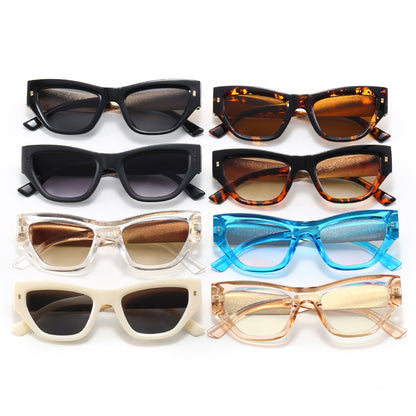 Cat Eye Women Flat Top Polygon Sunglasses