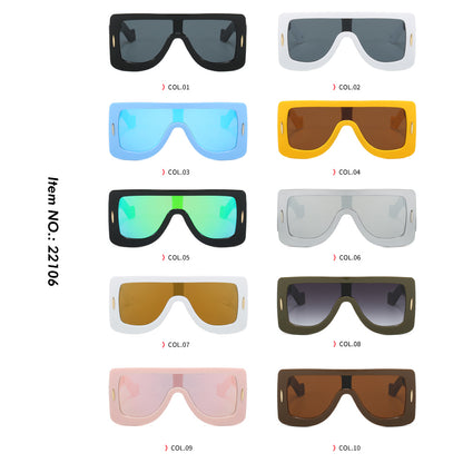 Y2K Oversized Flat Top One Piece Square Shades Sunglasses