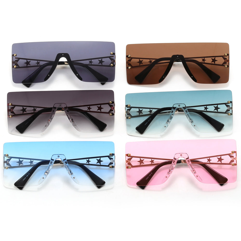 Flat Top Oversized Square Rimless Sunglasses