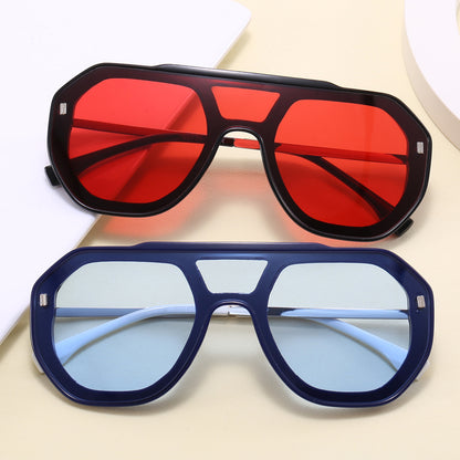 Oversized Big Frame Round One-Piece Outdoor Shades Sunglasses