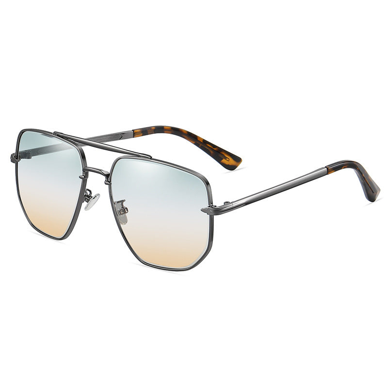 Square Metal Frame Flat Top Gradient Sunglasses