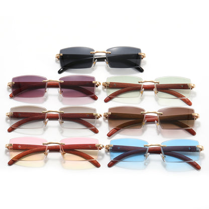 Retro Small Rimless Rectangular Sunglasses