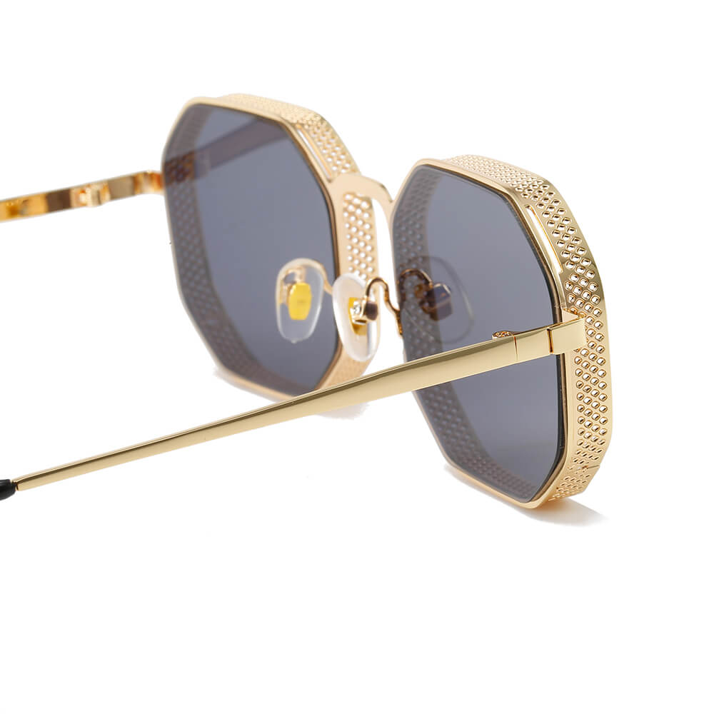 Retro Steampunk Octagon Metal Frame Sunglasses