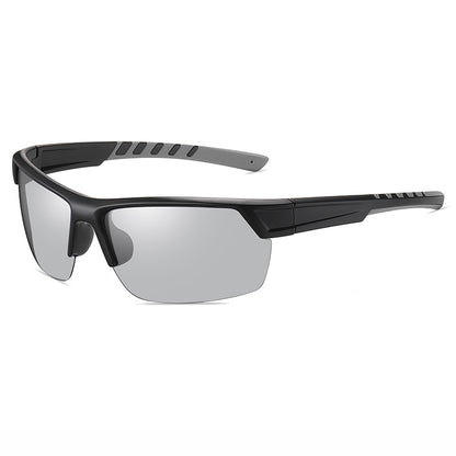 Men Rectangular Half Frame Polarized Sports Driving Sunglasses