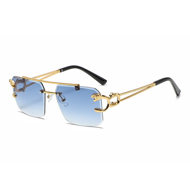 Stylish Panther Embellished Rimless Sunglasses
