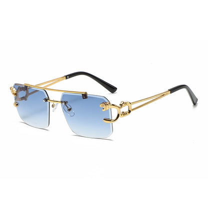 Stylish Panther Embellished Rimless Sunglasses