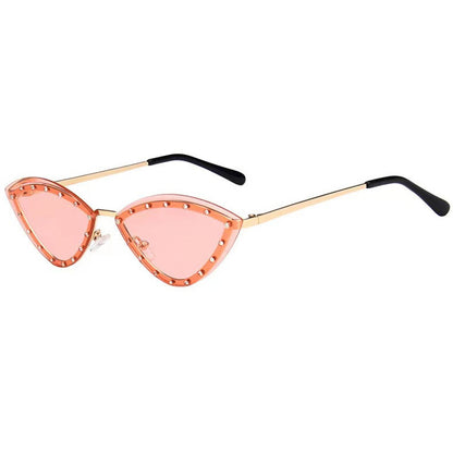 Rimless Crystal Cat Eye Sunglasses