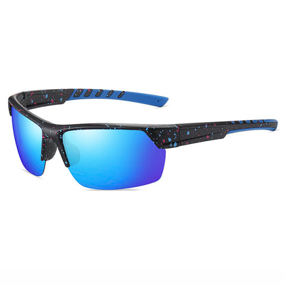 Men Rectangular Half Frame Polarized Sports Driving Sunglasses
