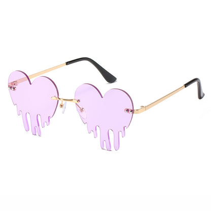 Rimless Heart Drip Novelty Melting Drip Favor Shape Sunglasses