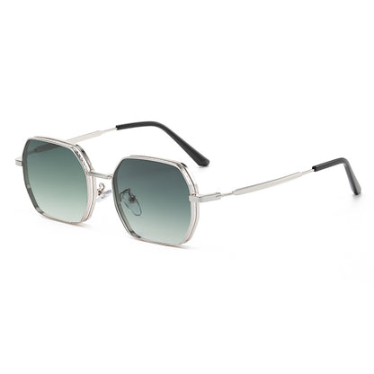 Retro Luxury Polygon Metal Frame Sunglasses