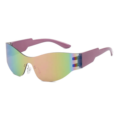 One Piece Oversized Rimless Shield Y2K Sports Sunglasses