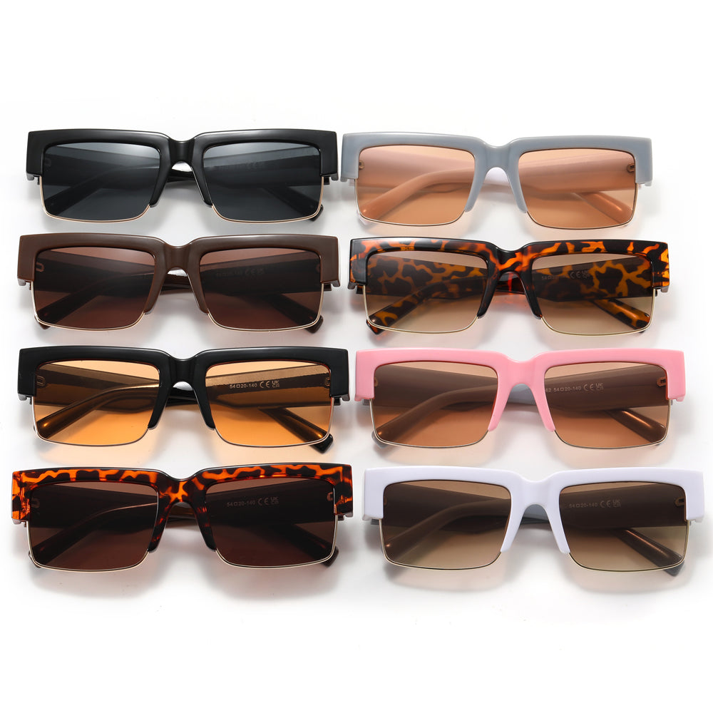 Half Frame Square UV400 Shades Sunglasses