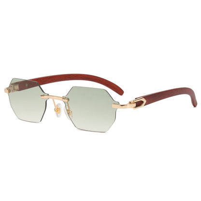 Retro Small Rectangle Rimless Sunglasses