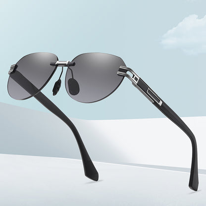 Men's Gradient Oval Rimless Sunglasses