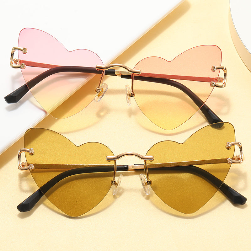 Women Rimless Heart Sunglasses