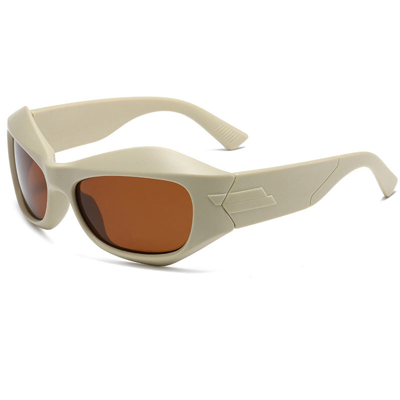Polarized Oversize Chunky Irregular Wrap Around Fashion Y2K Sunglasses