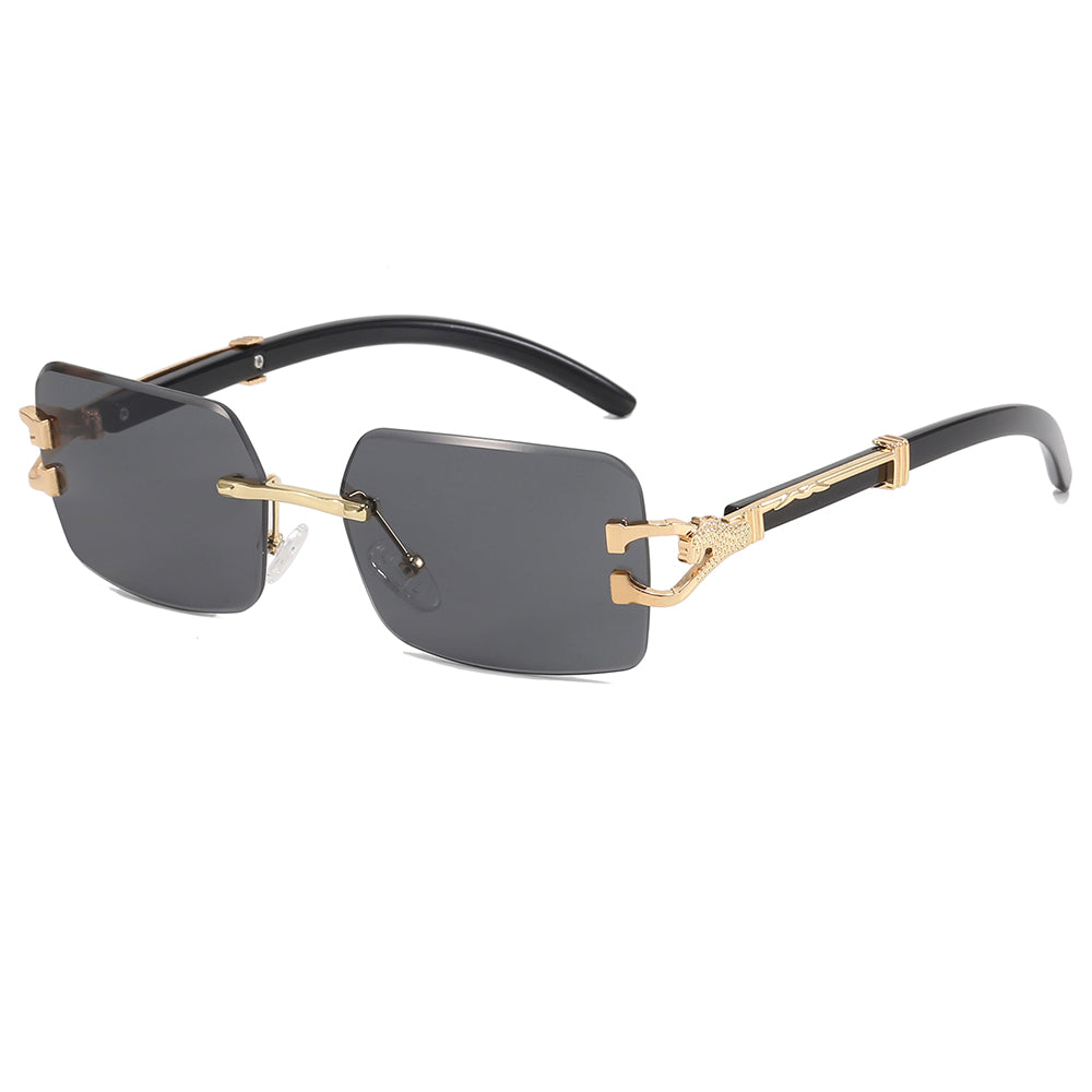 Rimless Rectangular Diamond Cut Luxury Sunglasses