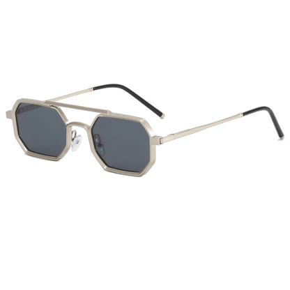 Polygon Double Bridges Top Bar Shades Metal Frame Sunglasses