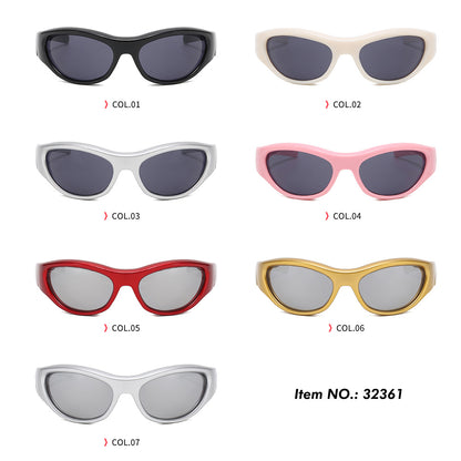 Y2K Vintage Wrap Around Rectangle Cat Eye Outdoor Sunglasses