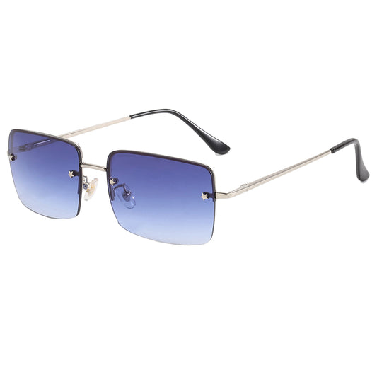 Retro Rectangle Rimless Gradient Outdoor Vacation Sunglasses