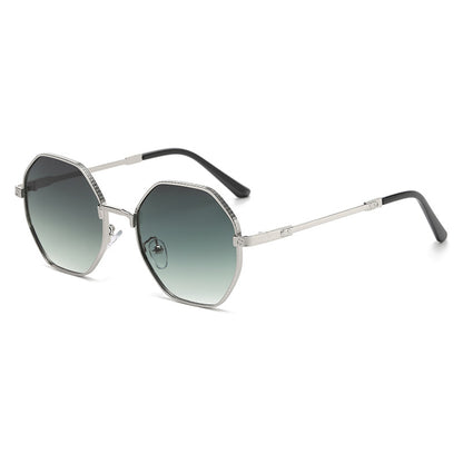 Retro Polygon Shades Metal Frame Sunglasses