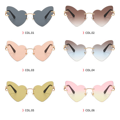 Women Rimless Heart Sunglasses