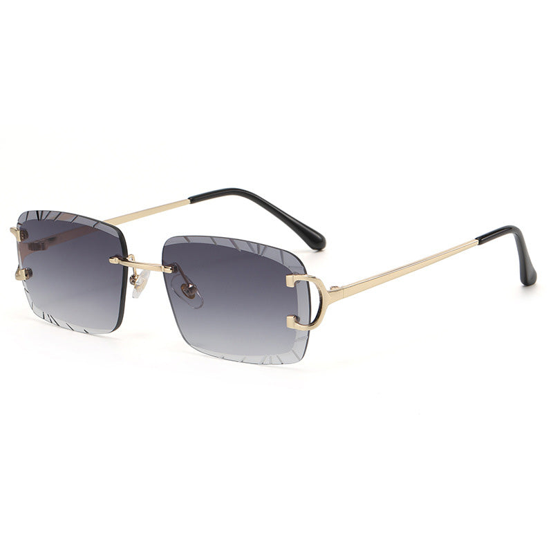 Tinted Diamond Cut Rimless Sunglasses