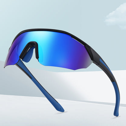 Half Rim Oversize Shield Polarized Sunglasses