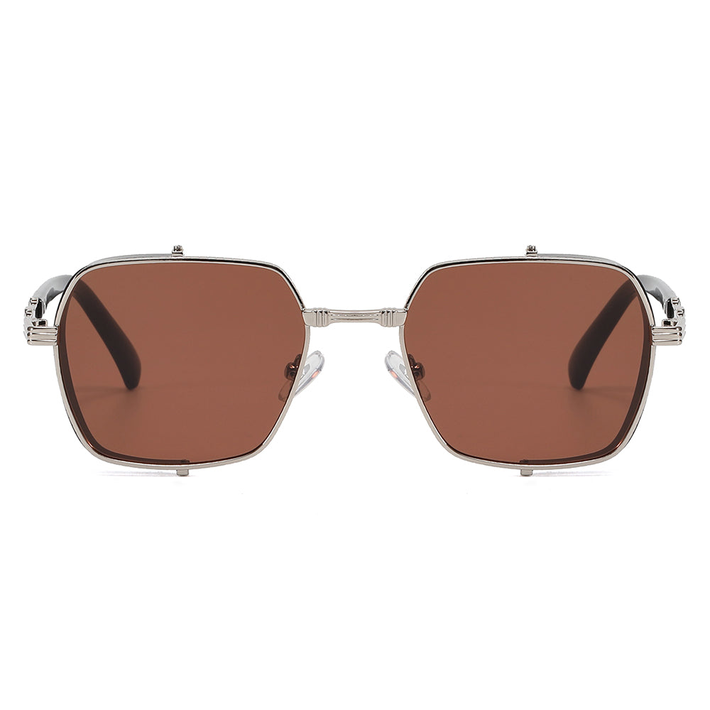 Men Steampunk Gradient Metal Shades Sunglasses