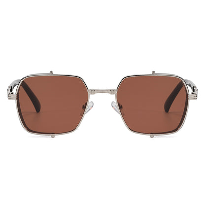 Men Steampunk Gradient Metal Shades Sunglasses