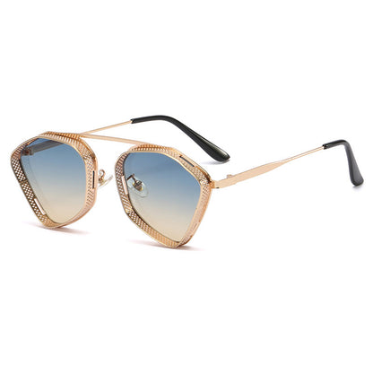 Vintage Metallic Steampunk Polygonal Sunglasses