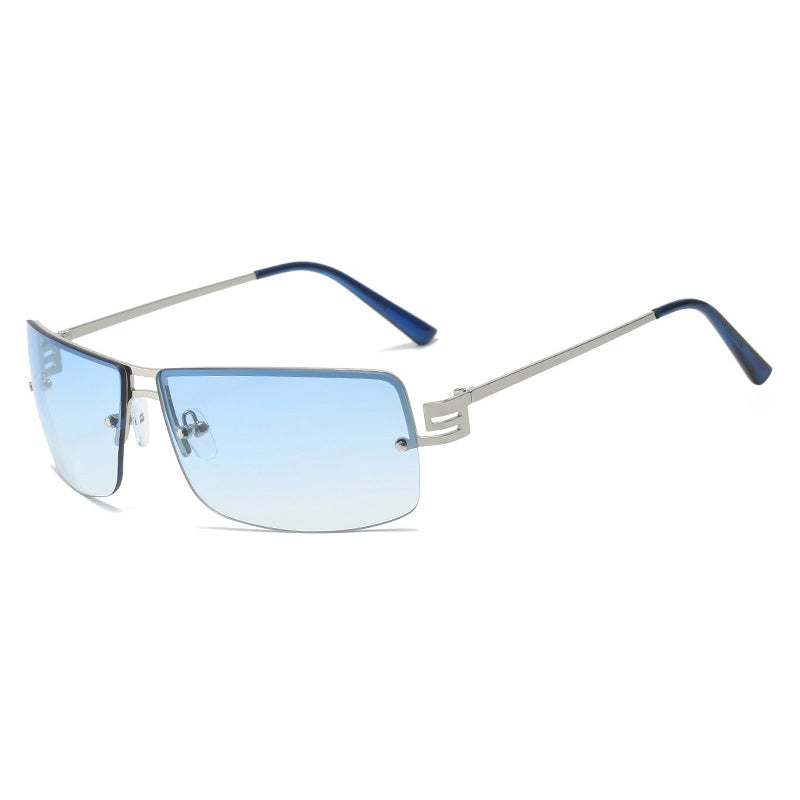 Retro Rectangle Rimless Tinted Sunglasses