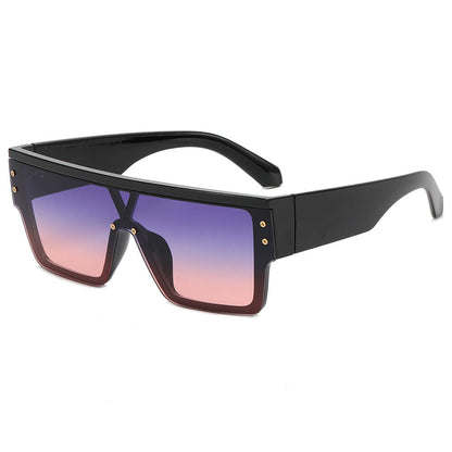 Flat Top Oversized Mono Lens Shades Sunglasses