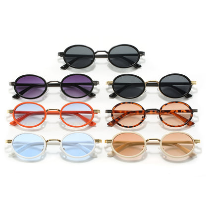 Women Retro Vintage Small Oval Tinted Shades Sunglasses