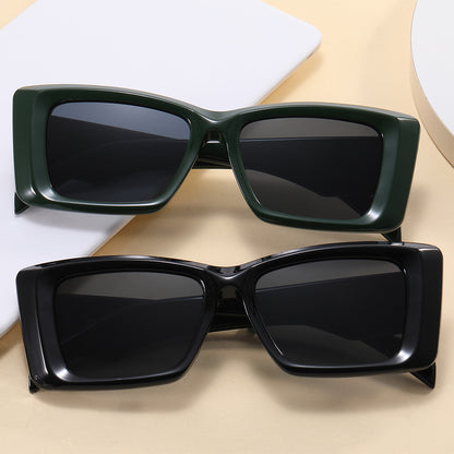 Women Rectangle Cat Eye Thick Frame Sunglasses