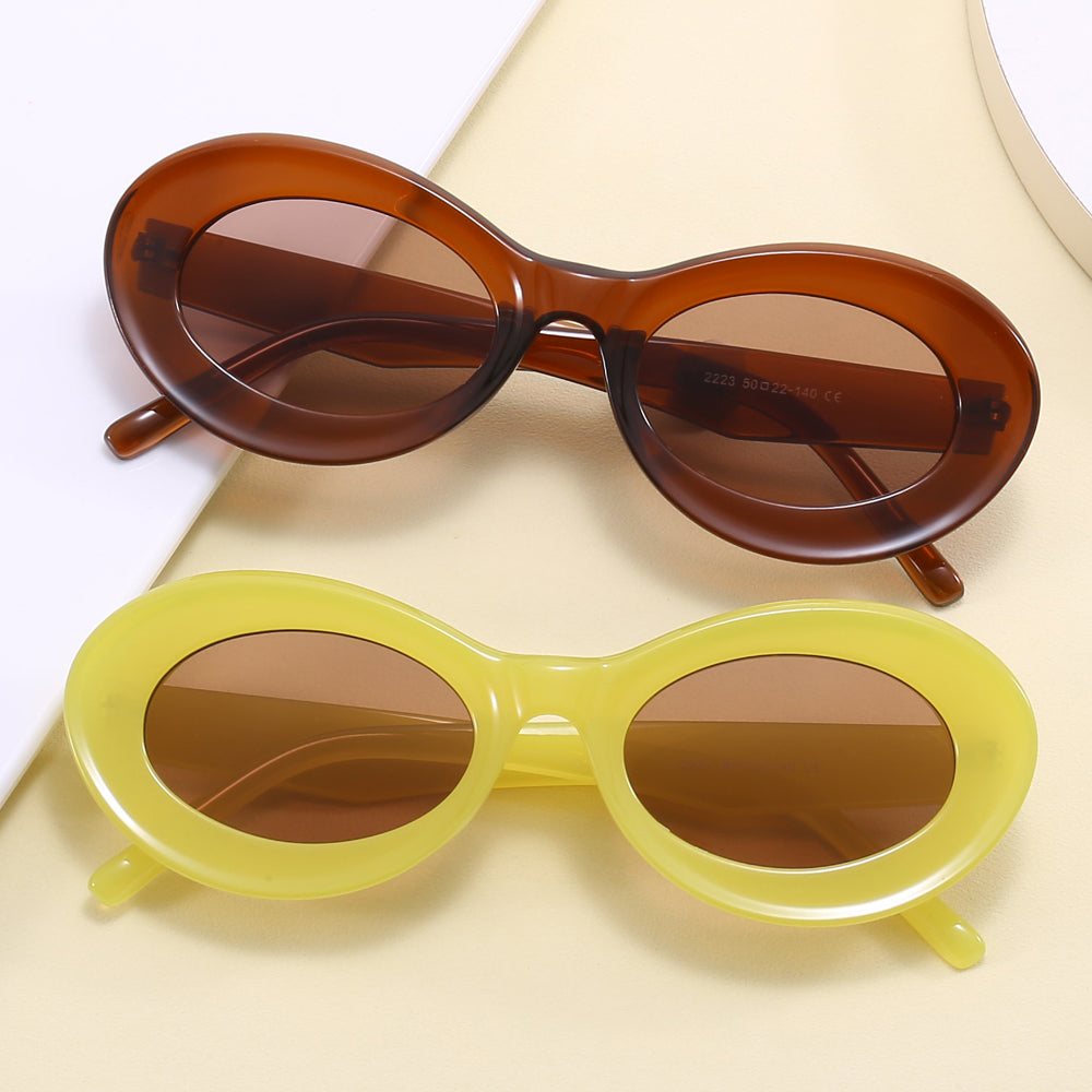 Women Retro Cat Eye Cool Oval Sunglasses