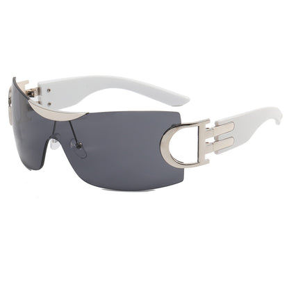 Oversized Rimless One Piece Lens Y2K Sunglasses