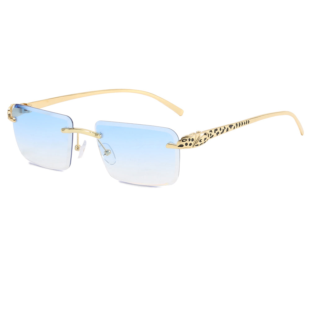 Panther Rectangle Tint Rimless Sunglasses